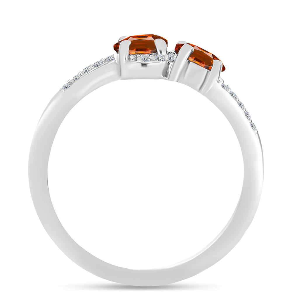 Anillo de Plata con Citrino de Madeira y Topacio Blanco 2 