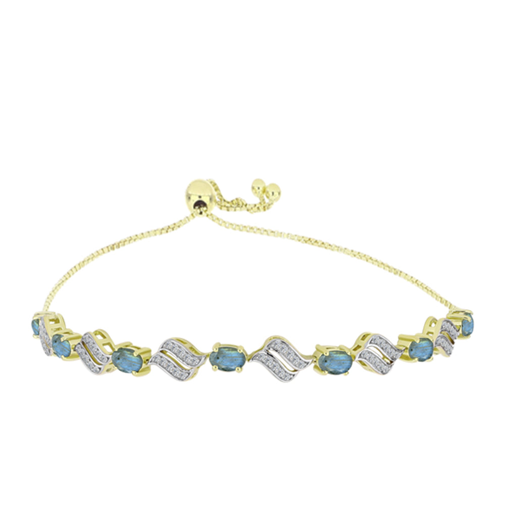 Pulsera de Plata Bañada en Oro con Labradorita y Topacio Blanco 1 
