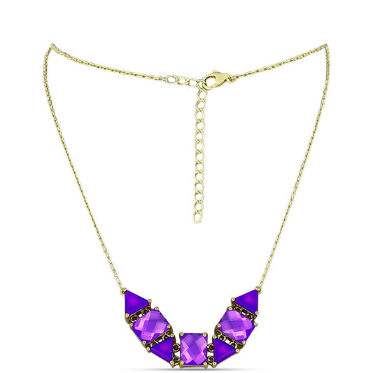 Collar de Plata Bañada en Oro con Ágata Púrpura
