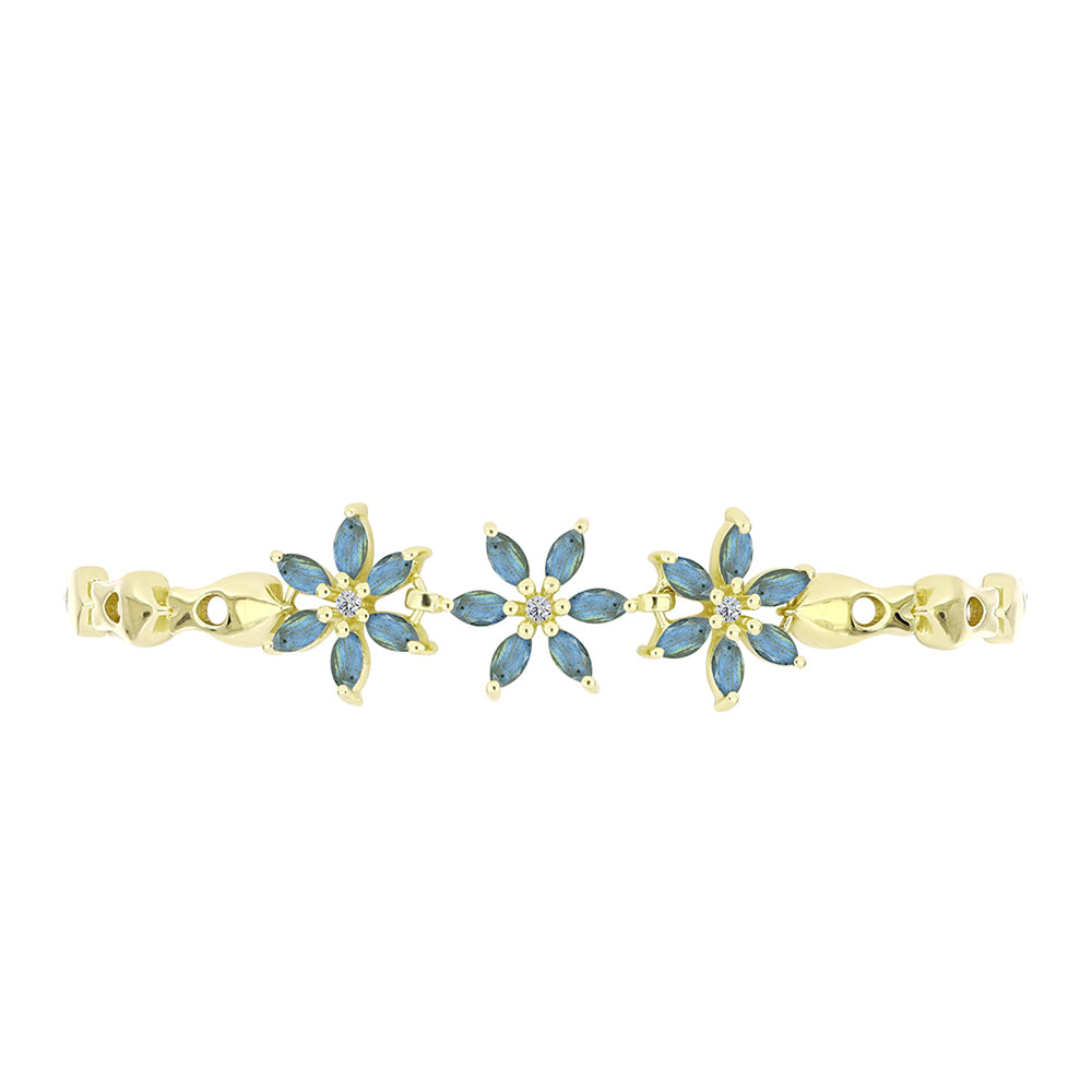 Pulsera de Plata Bañada en Oro con Labradorita y Topacio Blanco