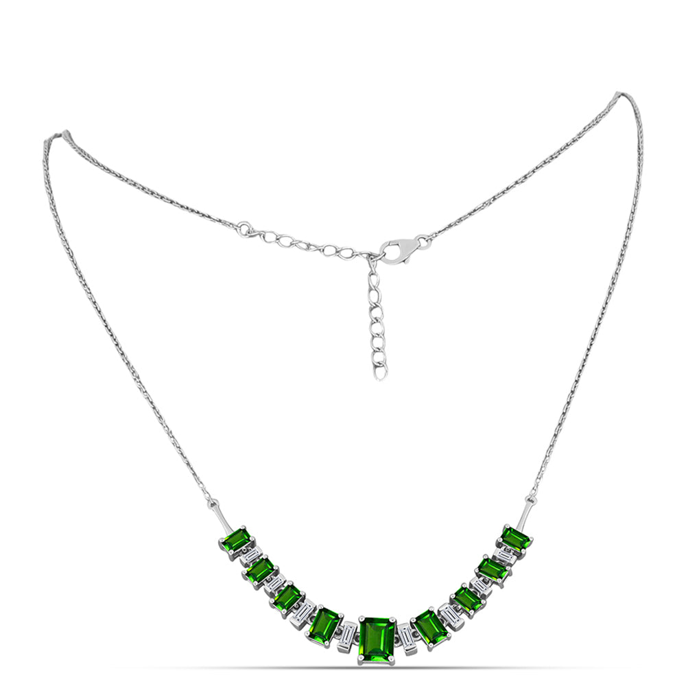 Collar de Plata con Diópsido de Cromo y Zircón Blanco