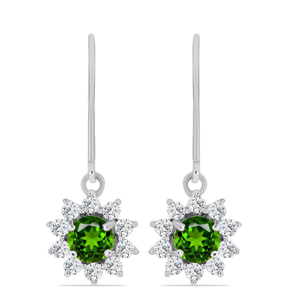 Pendientes de Plata con Diópsido de Cromo y Topacio Blanco 1 