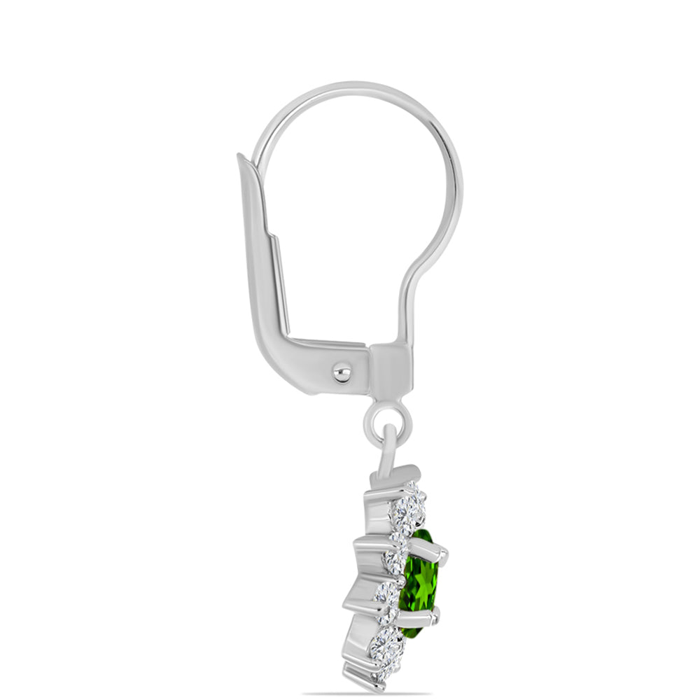 Pendientes de Plata con Diópsido de Cromo y Topacio Blanco 2 