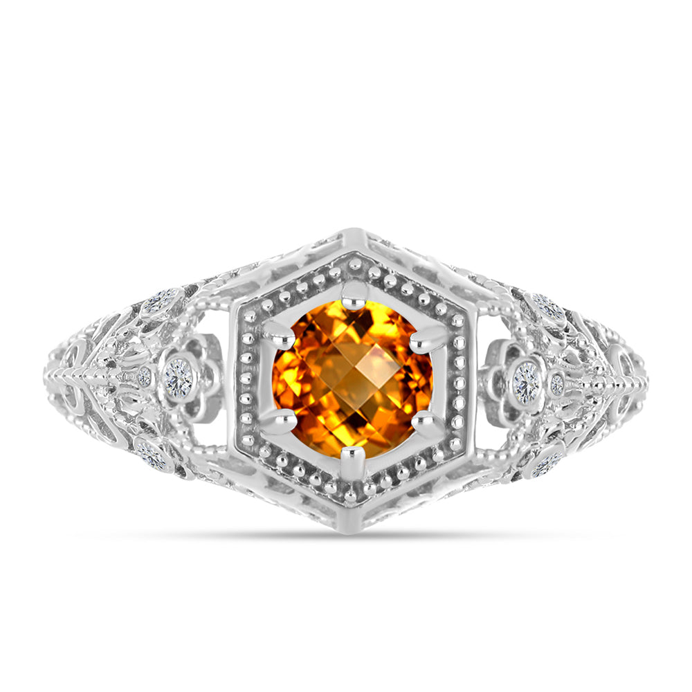Anillo de Plata con Citrino de Madeira y Topacio Blanco 1 