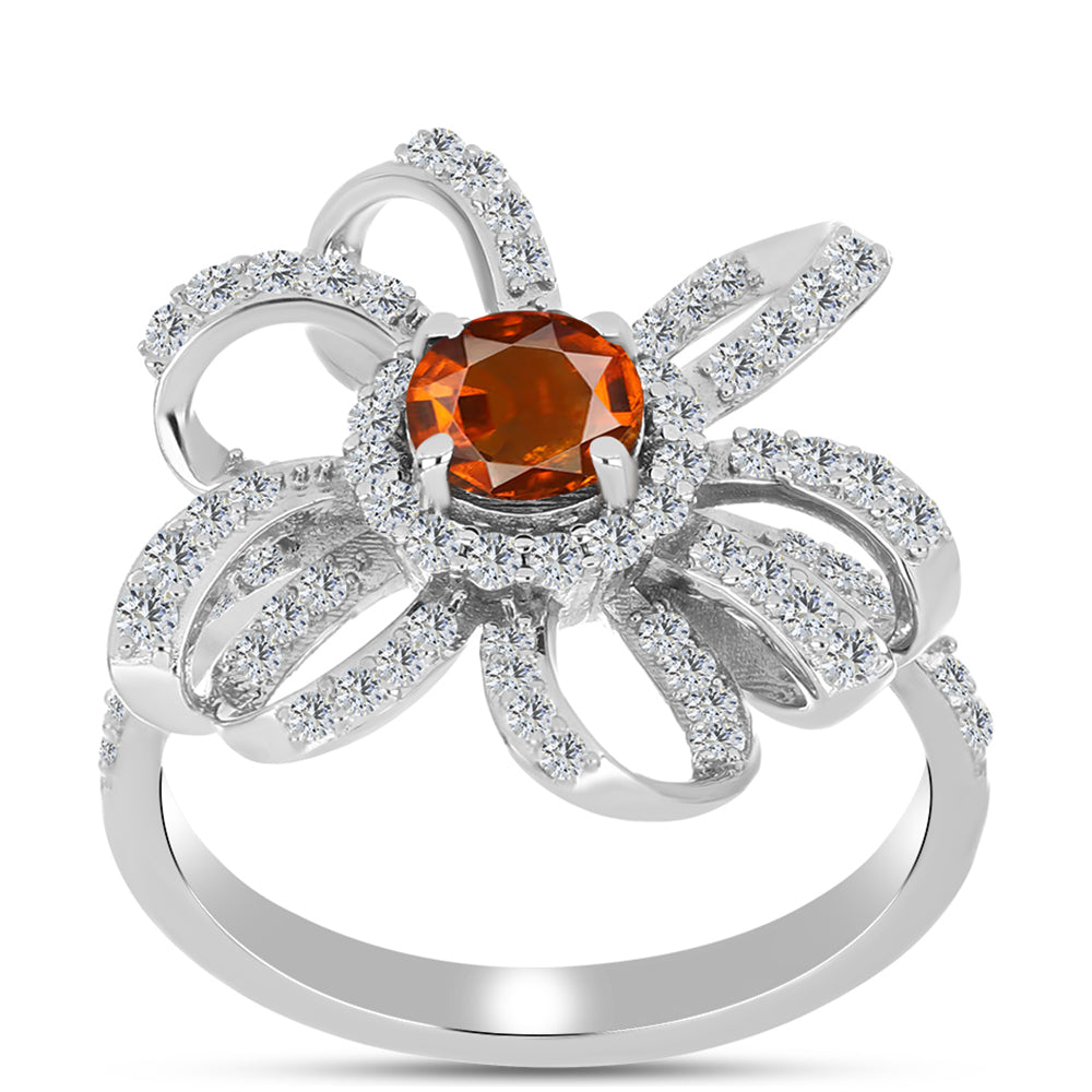 Anillo de Plata con Citrino de Madeira y Topacio Blanco