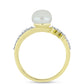Anillo de Plata Bañada en Oro con Perla de Agua Dulce y Zircón Blanco