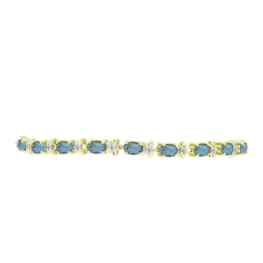 Pulsera de Plata Bañada en Oro con Labradorita y Topacio Blanco