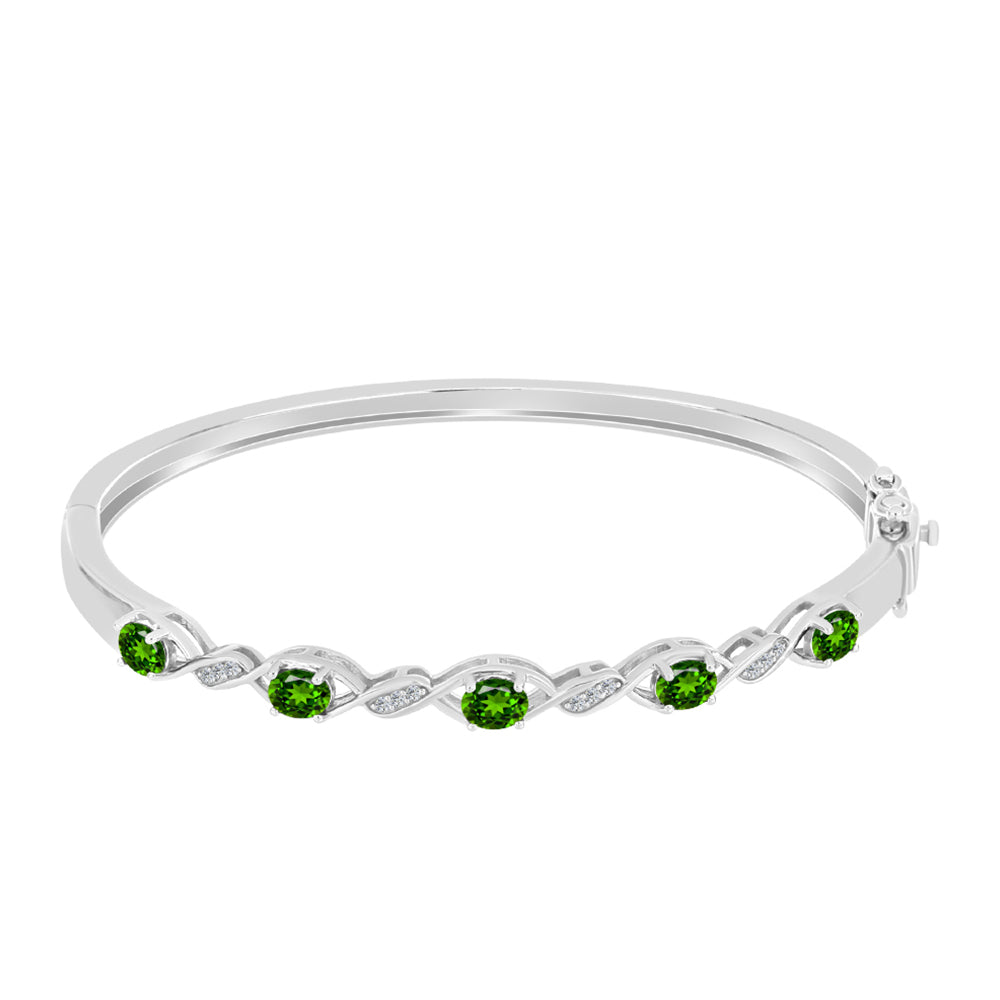 Brazalete de Plata con Diópsido de Cromo y Topacio Blanco 1 