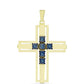 Cruz Colgante de Plata Bañada en Oro con Diamante Azul