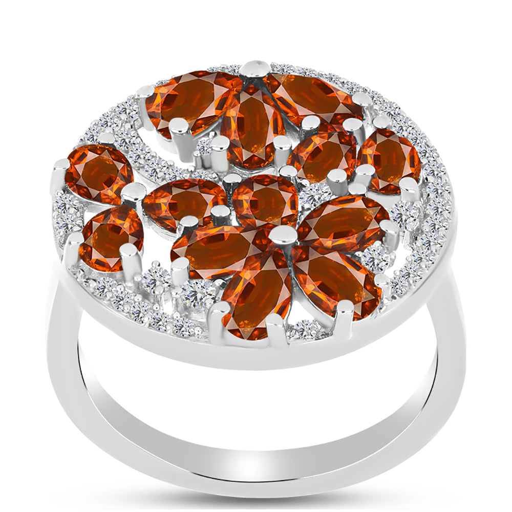 Anillo de Plata con Citrino de Madeira y Topacio Blanco