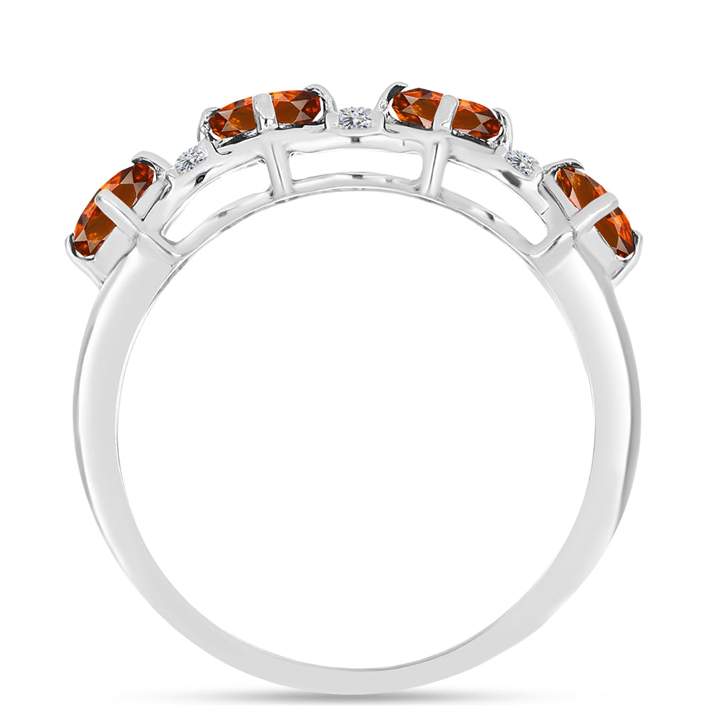 Anillo de Plata con Citrino de Madeira y Topacio Blanco