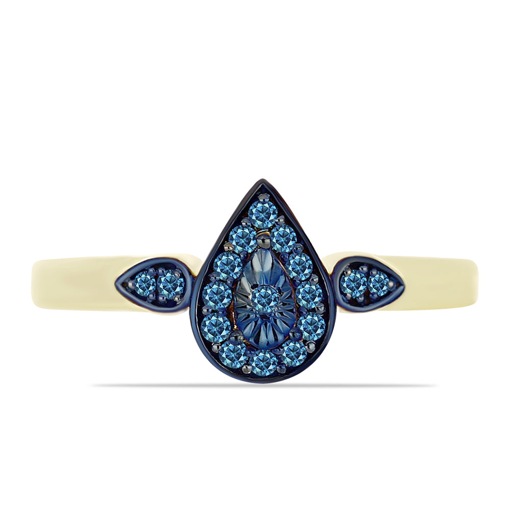 Anillo de Plata Bañada en Oro con Diamante Azul 1 