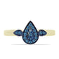Anillo de Plata Bañada en Oro con Diamante Azul