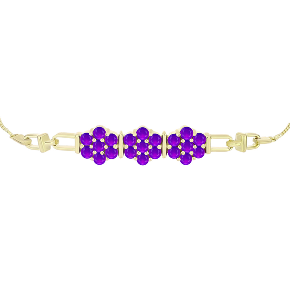 Pulsera de Plata Bañada en Oro con Ágata Púrpura