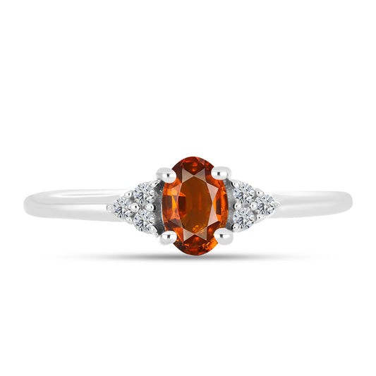 Anillo de Plata con Citrino de Madeira y Topacio Blanco