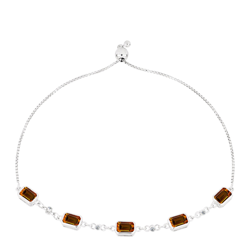 Pulsera de Plata con Citrino de Madeira y Topacio Blanco