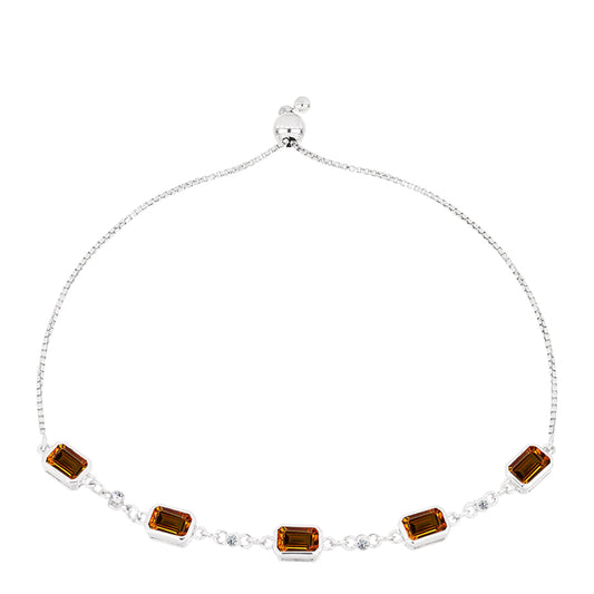 Pulsera de Plata con Citrino de Madeira y Topacio Blanco