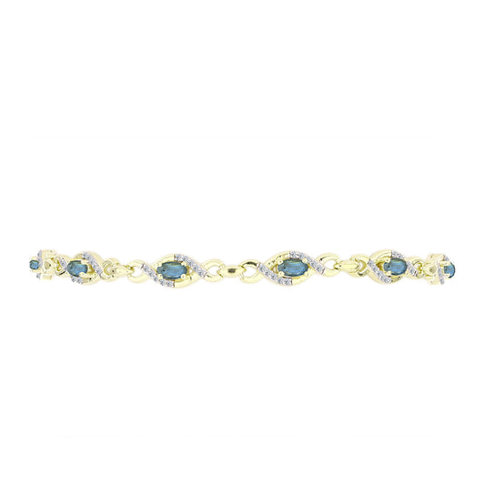 Pulsera de Plata Bañada en Oro con Labradorita y Topacio Blanco
