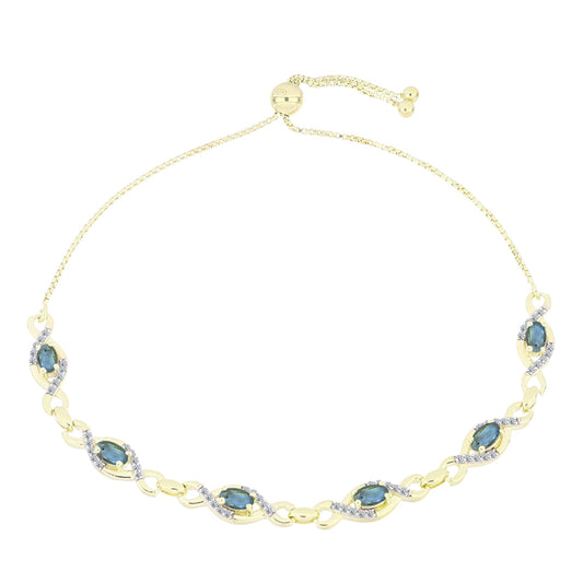 Pulsera de Plata Bañada en Oro con Labradorita y Topacio Blanco