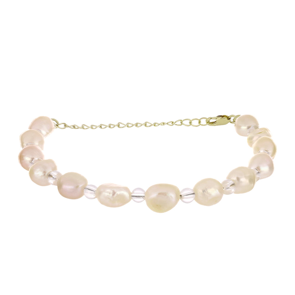 Pulsera de Plata Bañada en Oro con Perla de agua dulce melocotón 1 
