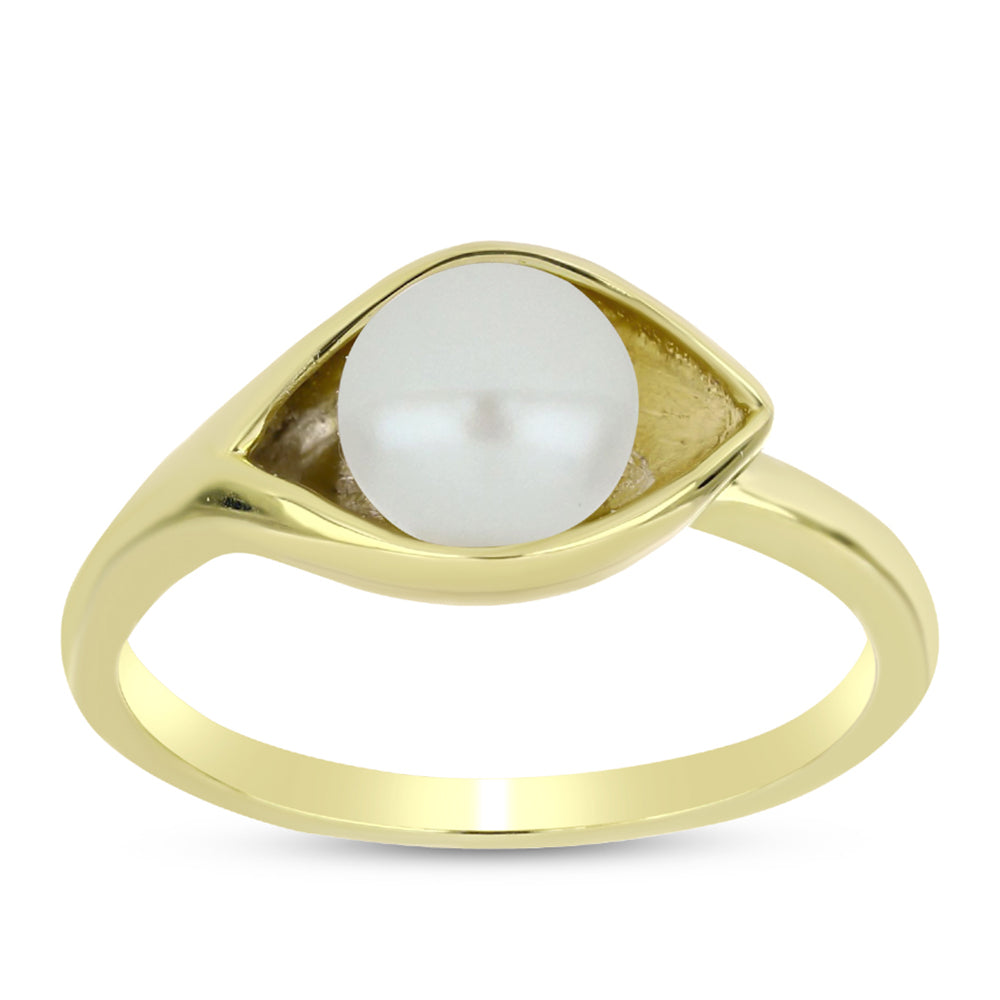 Anillo de Plata Bañada en Oro con Perla de Agua Dulce