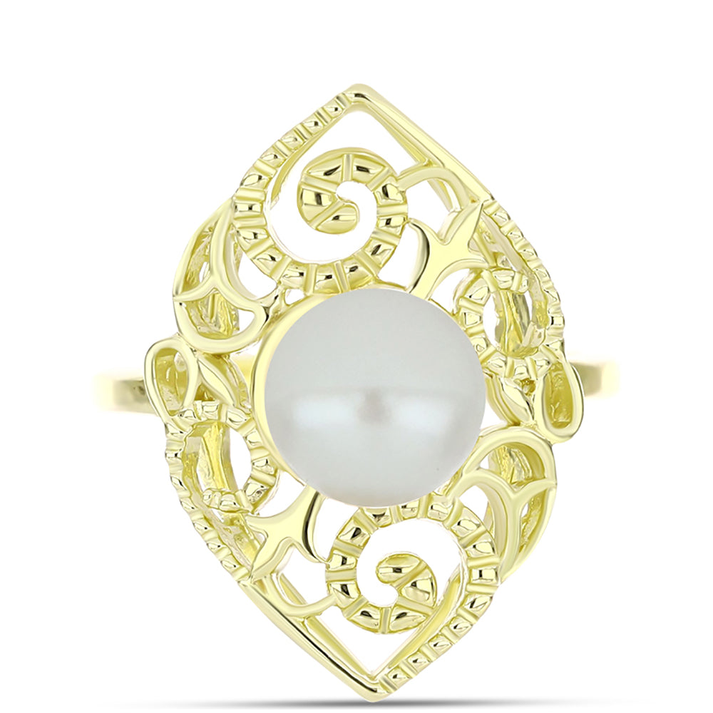 Anillo de Plata Bañada en Oro con Perla de Agua Dulce 1 