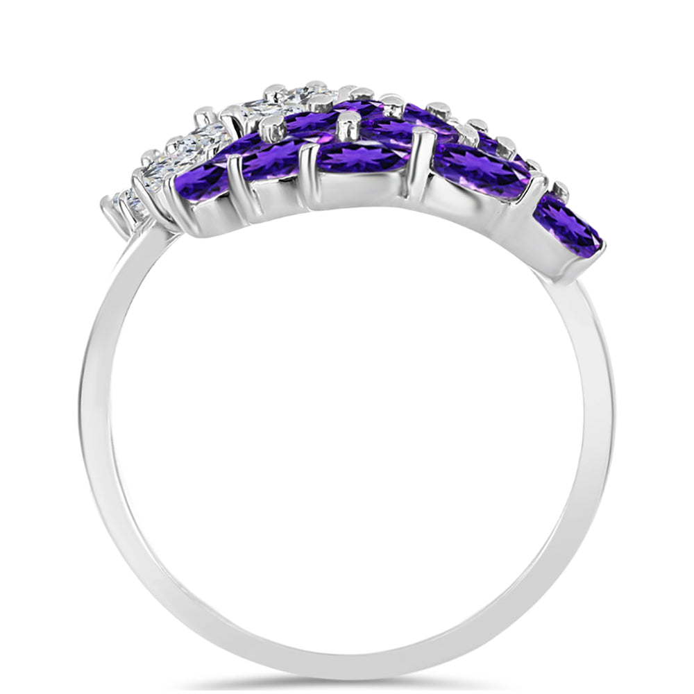 Anillo de Plata con Amatista de Marruecos y Topacio Blanco