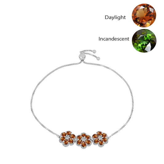 Pulsera de Plata con Zultanita de Anatolia certificado y cultivado en laboratorio y Topacio Blanco