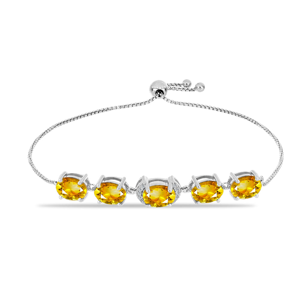Pulsera de Plata con Citrino de Río del Oro y Topacio Blanco 1 