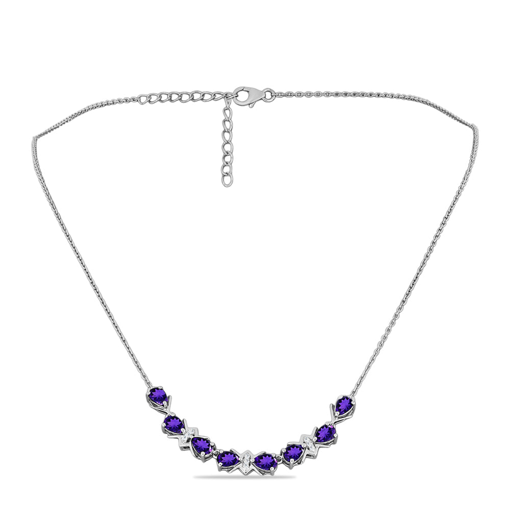 Collar de Plata con Amatista de Marruecos y Topacio Blanco 2 