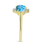 Anillo de Plata Bañada en Oro con Larimar y Topacio Blanco