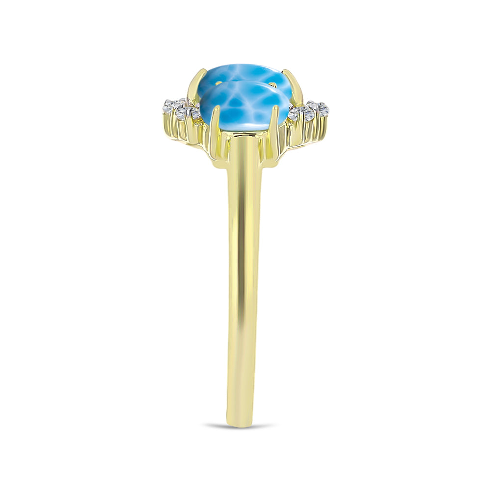 Anillo de Plata Bañada en Oro con Larimar y Topacio Blanco 4 