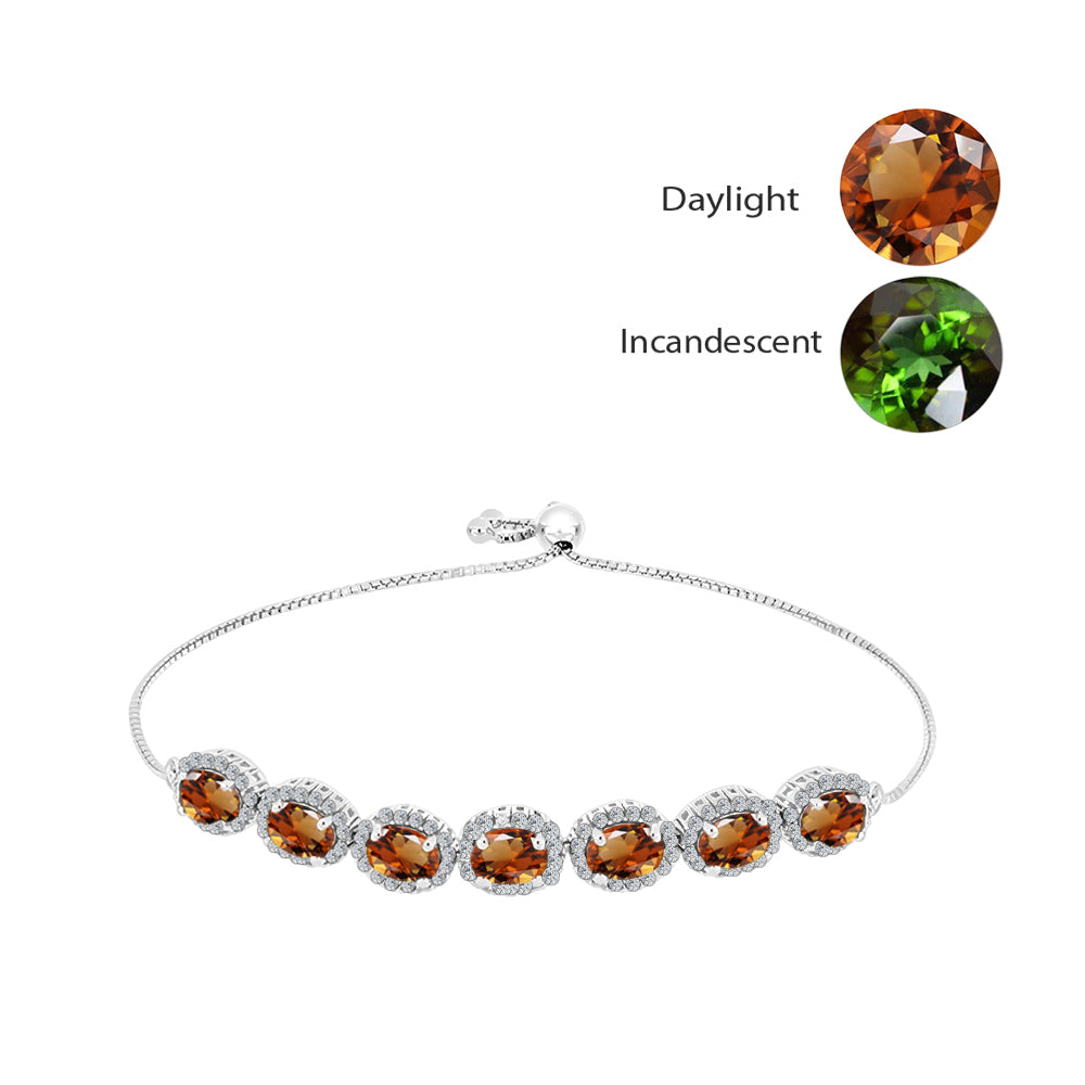 Pulsera de Plata con Zultanita de Anatolia certificado y cultivado en laboratorio y Topacio Blanco 4 