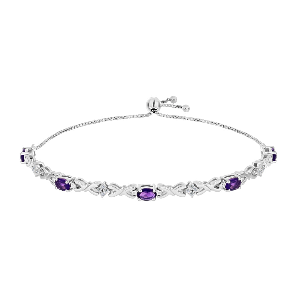 Pulsera de Plata con Amatista de Marruecos y Topacio Blanco
