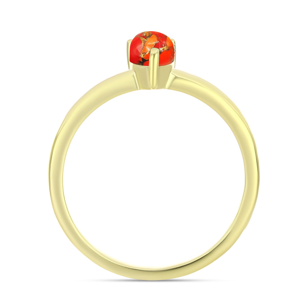 Anillo de Plata Bañada en Oro con Turquesa de Mohave