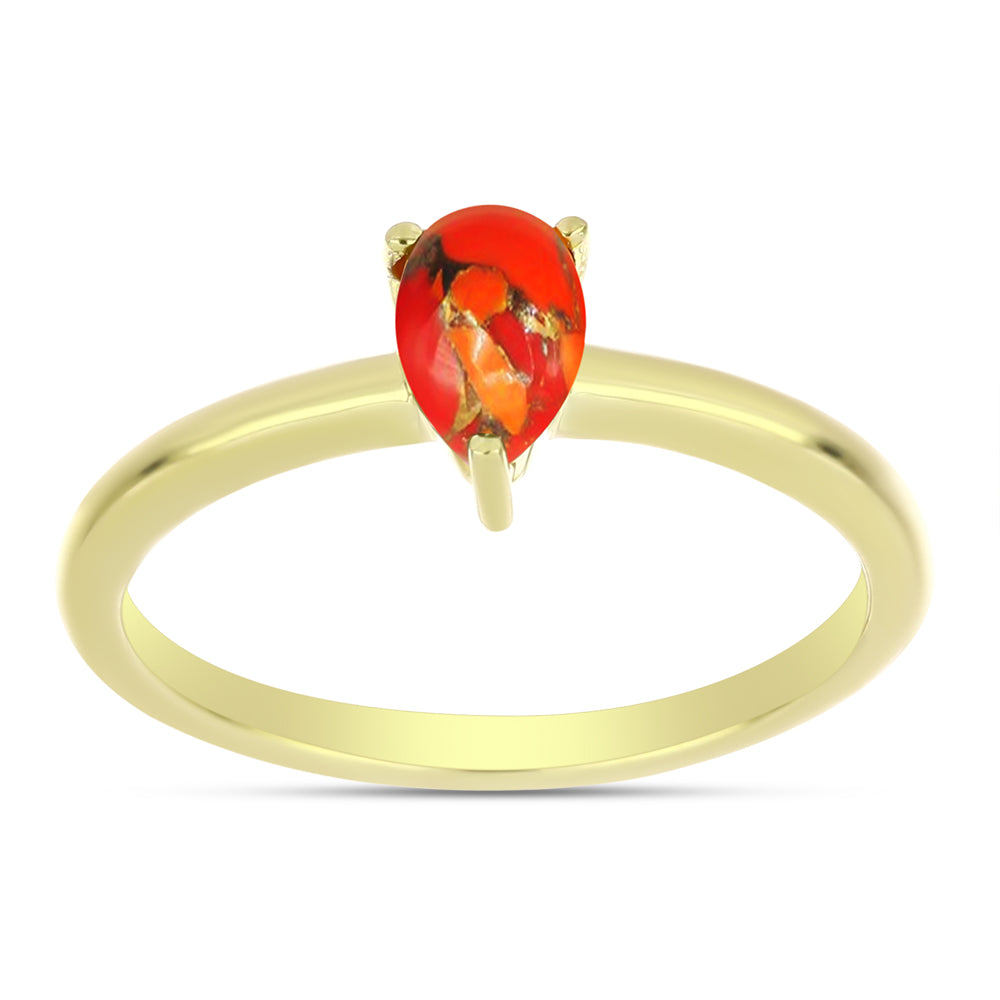 Anillo de Plata Bañada en Oro con Turquesa de Mohave