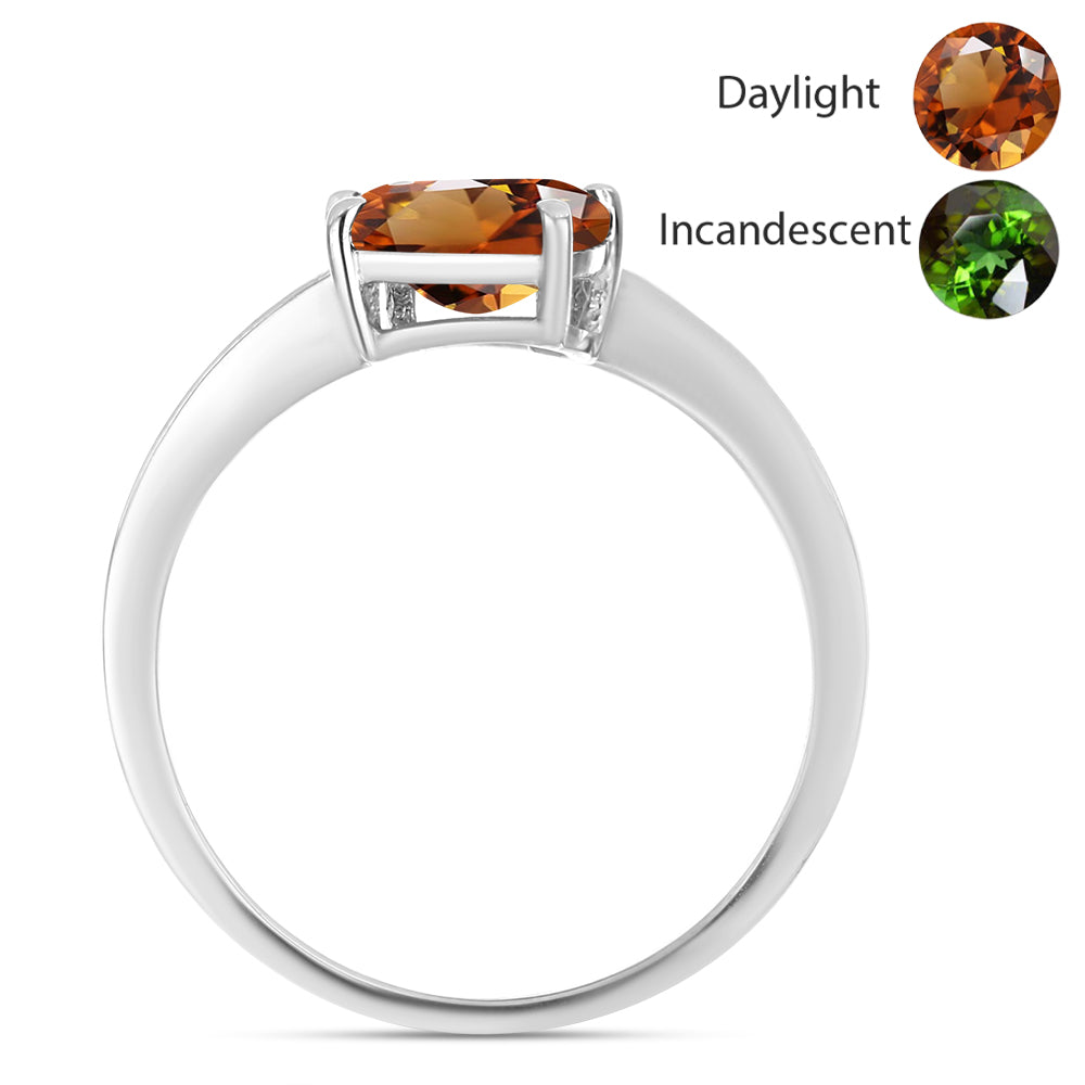 Anillo de Plata con Zultanita de Anatolia certificado y cultivado en laboratorio y Topacio Blanco 2 