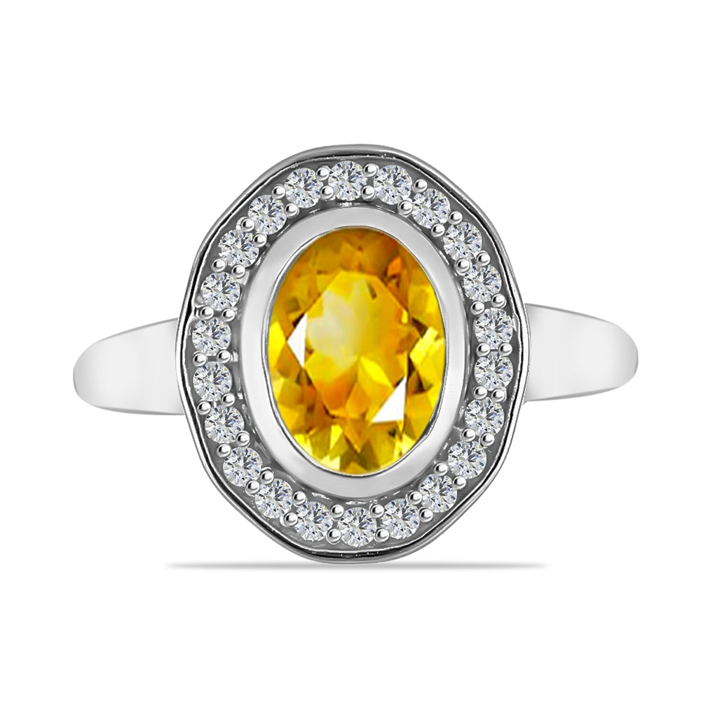 Anillo de Plata con Citrino de Río del Oro y Topacio Blanco 1 