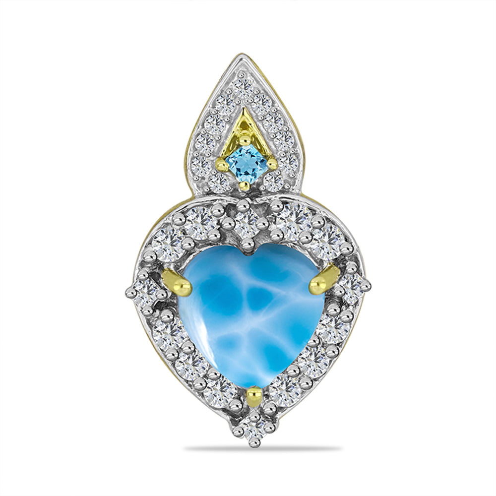 Colgante de Plata Bañada en Oro con Larimar y Topacio Azul Suizo 1 