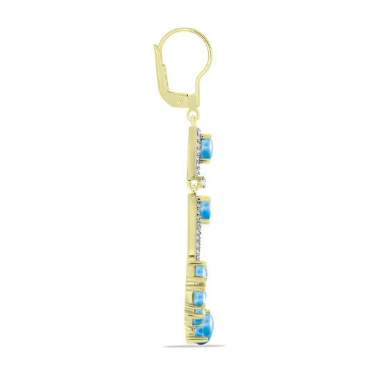 Pendientes de Plata Bañada en Oro con Larimar