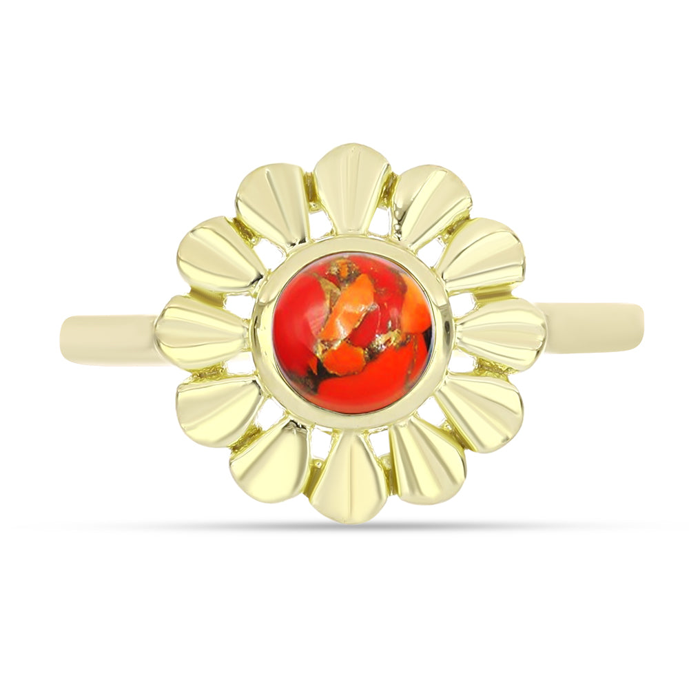 Anillo de Plata Bañada en Oro con Turquesa de Mohave 1 
