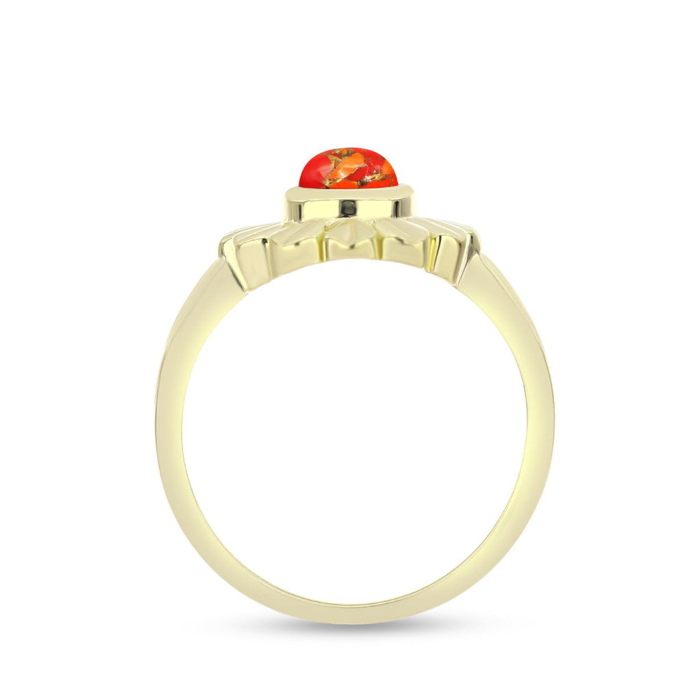 Anillo de Plata Bañada en Oro con Turquesa de Mohave 2 