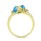 Anillo de Plata Bañada en Oro con Larimar y Topacio Blanco