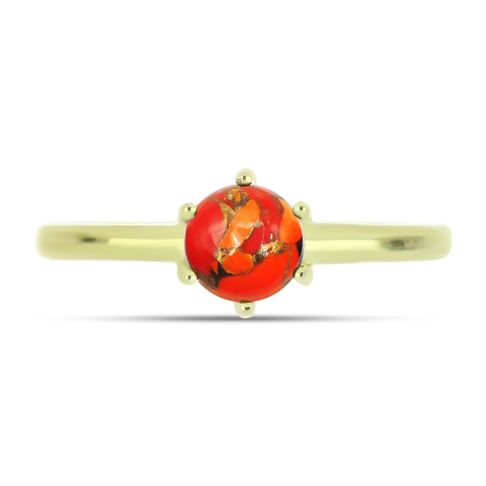 Anillo de Plata Bañada en Oro con Turquesa de Mohave