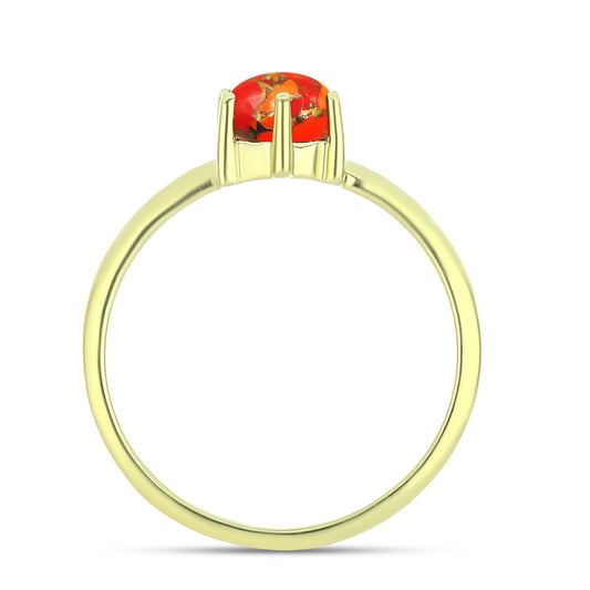 Anillo de Plata Bañada en Oro con Turquesa de Mohave