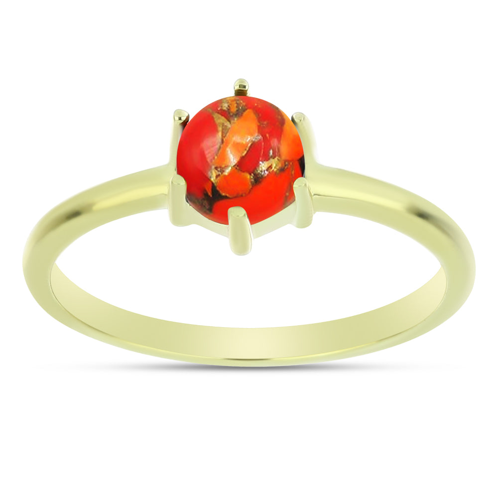 Anillo de Plata Bañada en Oro con Turquesa de Mohave
