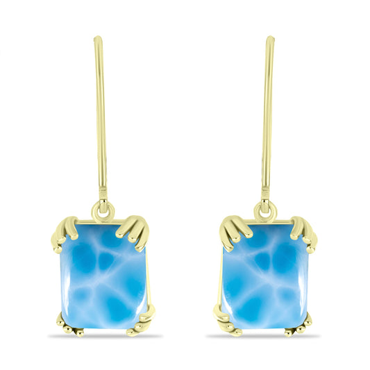 Pendientes de Plata Bañada en Oro con Larimar