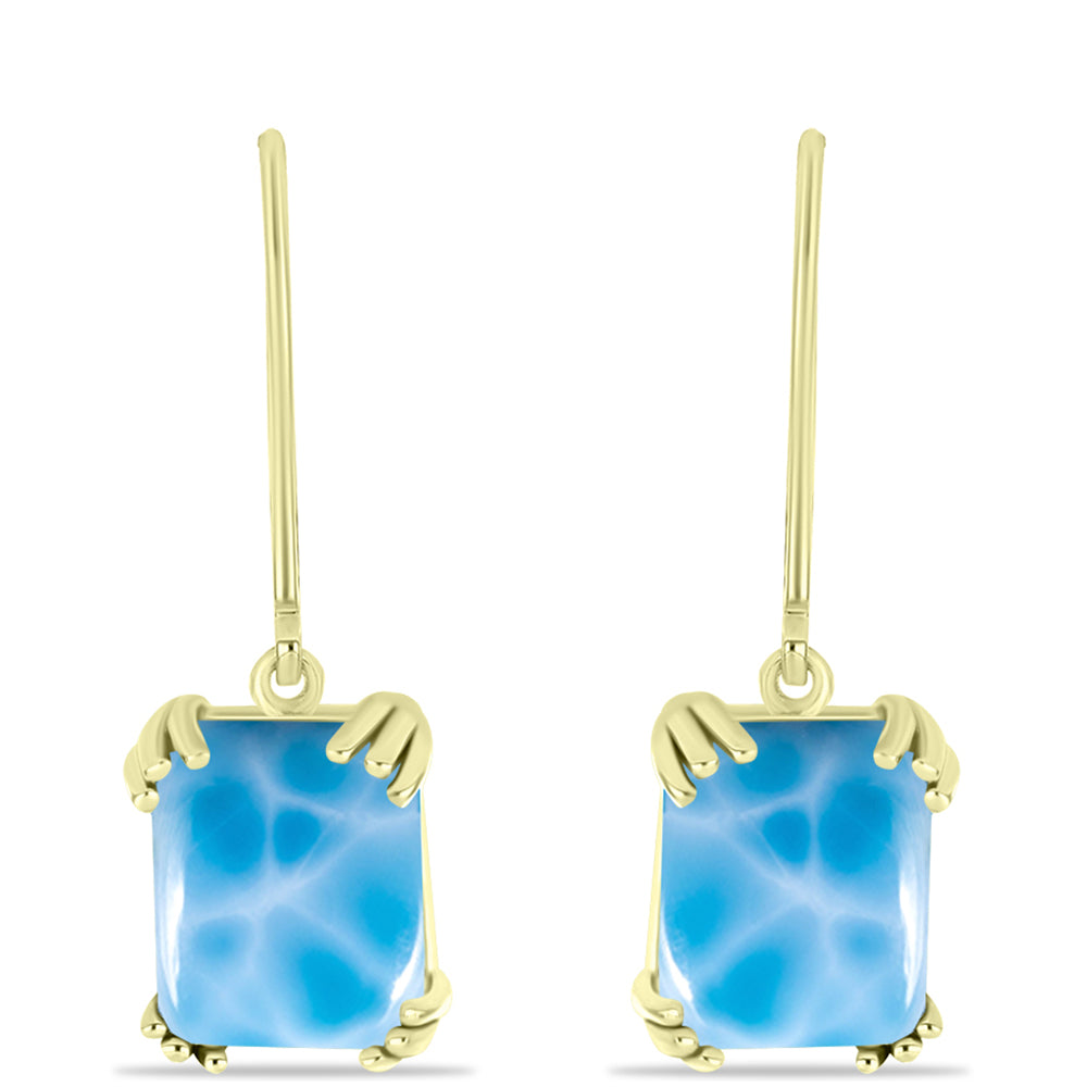 Pendientes de Plata Bañada en Oro con Larimar 3 