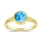Anillo de Plata Bañada en Oro con Larimar