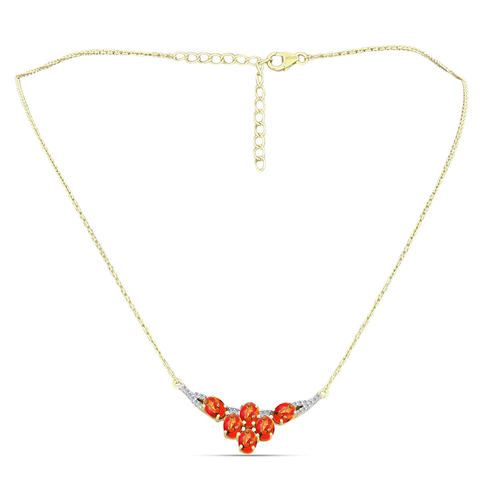 Collar de Plata Bañada en Oro con Turquesa de Mohave y Topacio Blanco 1 